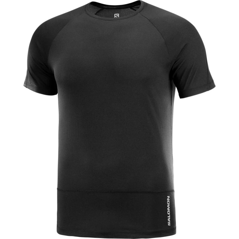 Salomon Cross Run Short Sleeve Men's T-Shirts Black | CA 38T64